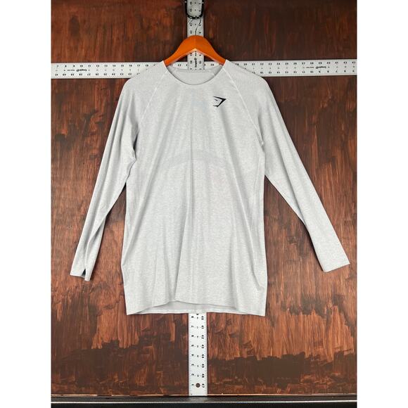 Gymshark Athletic Long Sleeve Shirt Gym Training Gray Womens Medium‎ Activewear - Picture 1 of 6